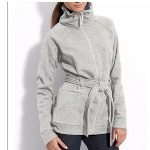 The North Face women's jacket Medium full zip sweatshirt Avery belted light gray